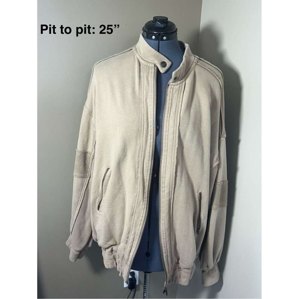 We The Free Tan Oversized Bomber Jacket - MEDIUM